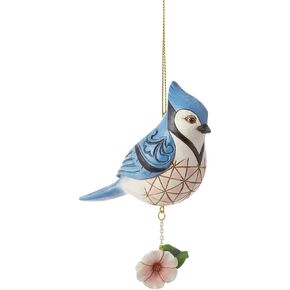 Enesco Jim Shore Heartwood Creek Nature's Meadow Blue Jay Hanging Ornament, 4.06 Inch, Multicolor