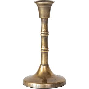 Creative Co-Op Embossed Aluminum Taper Candleholders, Antique Brass Finish, Set of 2