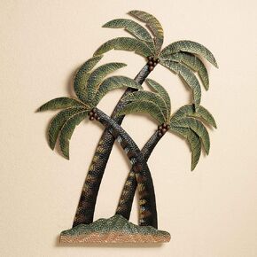 Touch of Class Coco Palm Tree Metal Wall Sculpture - Tropical Island, Coastal Home Theme - Florida Beach Decor for Bathroom, Bedroom - Indoor Outdoor Art - 36 Inches High