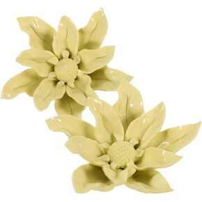 BESPORTBLE 2pcs 3D Flower Wall Decor Ceramic Floral Wall Art Plaque Hanger Yellow Lily Hanging Crafts Pendant Ornament for Patio Porch Bedroom Inspirational Home Decor