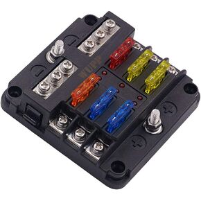 WUPP 12V Fuse Block with Relay, Automotive 6 Circuits Fuse and Relay Box with Acc Interface, Universal Fuse Block and Relay Kit for Cars Trucks Marine Boat