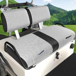 iLSKW Golf Cart Seat Covers for Club Car DS Pre-2000 Seat Cover OEM Front, Breathable Fabric and Leather Front Seat Cover, Full Wrap-Around Design of Club Car DS 1982-2000 Golf Cart Front Seat Cover