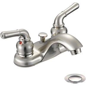 Designers Impressions 652369 Oil Rubbed Bronze Two Handle Lavatory Bathroom Vanity Faucet - Bathroom Sink Faucet with Matching Pop-Up Drain Trim Assembly