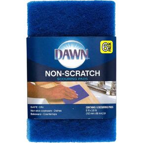 Dawn Non-Scratch Scour Pads, Pack of 6, Blue, 6 Count
