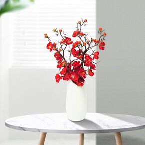 LIUCOGXI 4 Pcs Artificial Flower Plum Blossom Branch Real Touch Artificial Cherry Blossom Flower Short Stem for Table Wedding Bouquet Home Decor