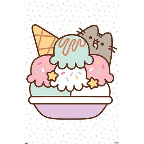 Trends International Pusheen - Ice Cream Wall Poster, 22.37" x 34.00", Premium Unframed Version
