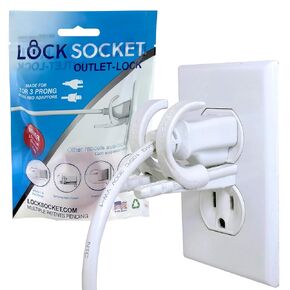 Adjustable Outlet Lock: Protect Your Device with This Innovative Solution A Safety Device to Prevent Unplugging - Locks Many Different Chargers & Cords to The Electrical Outlet - White