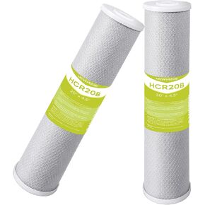 5 Micron 4.5" x 20" Whole House Carbon Water Filter Cartridge, Activated Carbon Block CTO Filters, Universal Replacement for Any 20 inch Big Housings - Pack of 2