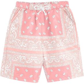 Boy's Paisley Shorts Boho Drawsring Casual Gym Beach Bandana Shorts Summer Shorts for Boys