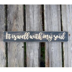 Agriism It is Well with My Soul Sign,It is Well,Wood Signs,Well with My Soul,It is Well Sign,with My Soul,Farmhouse Decor,Inspirational Sign 4x16 inch(10x40 cm)
