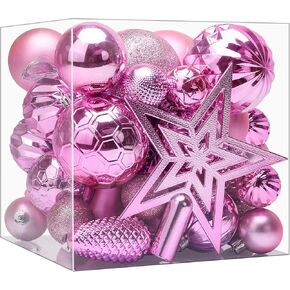 Black Ornaments Christmas Tree Decorations - 45pcs Shatterproof Christmas Ornaments Set Assorted Christmas Ornaments Decor Baubles Plastic, Multi Size
