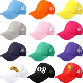 12 Pack Child Trucker Hats Bulk DIY Sublimation Baseball Cap Blank Mesh Trucker Cap for Kids Summer Outdoor Sports