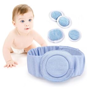 Baby Belly Button Band, Infant Umbilical Hernia Belt Wrap Truss, Abdominal Binder for Child, Newborn Adjustable Navel Band with 4 Concavity Covered Compression Pads(Small)