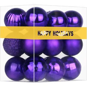 18Pcs Christmas Balls Ornaments for Xmas Tree - Shatterproof Christmas Tree Decorations Medium Hanging Ball Purple 2.5in x 18 Pack