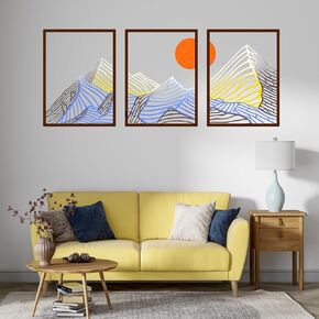 ANNICEE 3 Pcs Metal Art Mountain Line Wall Decor Abstract Minimalist Wall Art Rustic Nature Wall Sculptures-thickness 0.04 inch for Home Living Room Bathroom Office