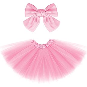 Layered Tulle Tutu Skirt for Girls with Hairbow Ballet Dressing Up Princess Ballet Tutu Skirt Red Tutu Girls