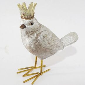 Bird Figurine Birds Decoration Resin Bird Figurine Home Decor Vintage & Modern Royal Crowned Bird Decor Statue Bird Ornaments & Gifts, Gold Sliver