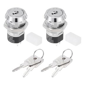 uxcell 2Pcs 19mm 2 Positions 2NO 2NC Electric Key Lock Push Button Switch