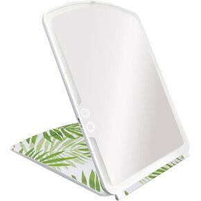 Super Slim LED Lighted Folding Mirror, Rechargeable Portable Vanity Mirror with Lights, 72 Bright LED Cool, Warm, Daylight Settings - 7.5 x 10.6 inches