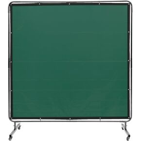 VEVOR Welding Screen with Frame, 6' x 8' Welding Curtain Screen, Flame-Resistant Vinyl Welding Protection Screen on 4 Swivel Wheels (2 Lockable), Moveable & Professional for Workshop/Industrial, Red