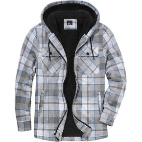 SCODI Men's Flannel Jacket Sherpa Lined Hoodies Zip Up Fleece Plaid Shirt Jackets Winter Outdoor Coat Warm Outwear