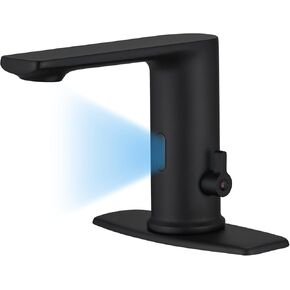 Touchless Bathroom Sink Faucet, Single Handle Temperature Adjustment, Hands-Free Commercial Motion Sensor Faucet, Electronic Infrared Smart, Solid Brass, Polishe Chrome