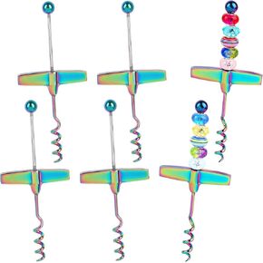 Framendino, 6 Pack Corkscrew Wine Bottle Opener Beadable Travel Corkscrew Bottle Opener for Bar Restaurant Kitchen