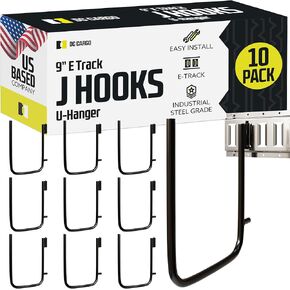 DC Cargo - E Track J Hooks (2" - 10 Pack) - Vertical E Track Accessories - Hanging Hooks for Your ETrack Rail System - Use in Enclosed Trailers, Box Trucks, Vans, Garage, Workshop & Warehouse