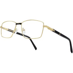 Rectangle Reading Glasses for Men Blue Light Blocking Computer Readers Spring Hinge Metal Frame Acetate Legs