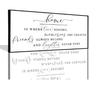 Inspirational Wall Art Home Is Where Love Resides Sign Canvas Wall Art for Farmhouse Decor Dinning Room Wall Decor Rustic Living Room Wall Decor Framed Wall Art (Brown Wooden Frame/ 43x15inch)