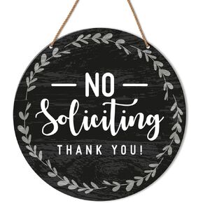 Funny No Soliciting Sign for Front Door, Unwelcome Wooden Hanging Sign for House Front Door Porch Do Not Disturb Sign