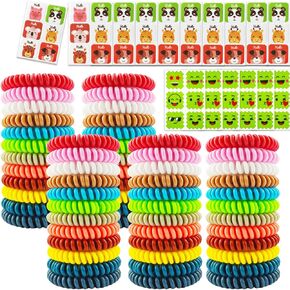 60 Pack Mosquito Repellent Braceletss with 120 Pcs Mosquito Repellent Stickers, Individually Wrapped DEET-Free Insect & Bug Repellent Wristbandfor Kids & Adults Outdoor Camping Traveling Fishing