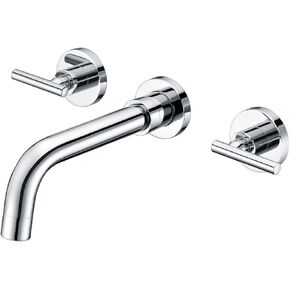 SUMERAIN Wall Mount Bathroom Sink Faucet Two Handles Lavatory Faucet