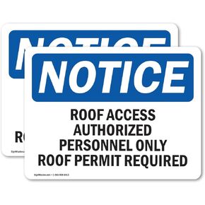 (2 Pack) Roof Access Authorized Personnel Only OSHA Notice Sign 5 Inch X 3.5 Inch Vinyl Label Decal Sticker Weather Resistant, UV Protected for Workplace, Business, Construction Site, Made in the USA