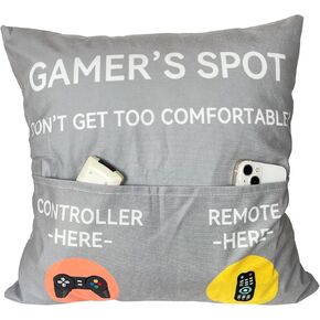 Gamer Gifts, Pocket Design Throw Pillow Covers 18 x 18 Inch + Gamer Socks, Gaming Room Décor Stocking Stuffers Easter Basket Stuffers for Teen Boys Girls Men Father Boyfriends