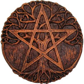Dryad Design Tree of Life Pentacle Wall Plaque 4.5 inch - Wood Finish Wiccan Pagan Witch Wall Hanging Home Decor