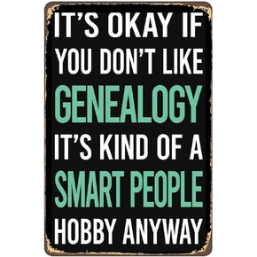 Smart People Hobby Genealogy Genealogist Metal Signs Vintage Man Cave Bar Farm Garage Wall Art Farm Fence Gift 8x12inch
