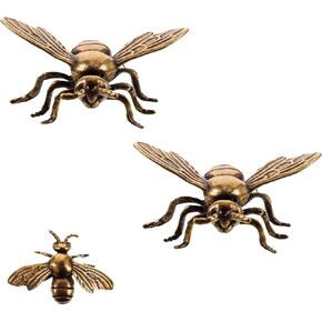 jarbins 2 Pieces Gold Bee Decor Mini Bee Figurines Vintage Brass Bee Statues Feng Shui Sculpture DIY Craft Insects for Home Office Desktop Decor Collectible