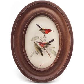 Oval Wooden 4x6 Inch Picture Frame Vintage Photo Frame for Wall Hanging or Tabletop Home Decoration (Brown)