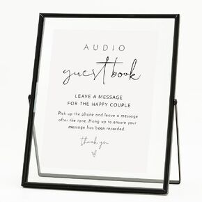 Calculs Wedding Inspo Audio Guest Book Gold Sign Holder Welcome Sign for Photobooth Metal Glass Picture Floating Frames 10x8inches for Party Table Decoration Sign