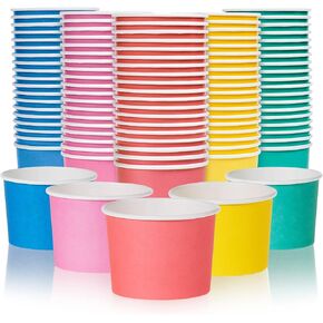 MATICAN Paper Ice Cream Cups, 50-Pack 9-oz Disposable Dessert Bowls for Hot and Cold, 9-ounce, Hot Pink, Baby Pink, Mint, Yellow, Blue