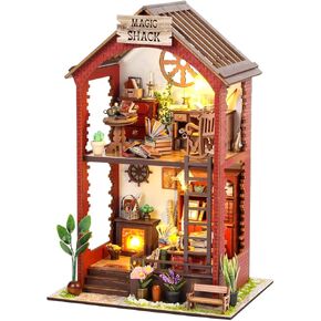 مجموعة زوايا الكتب DIY، إدراج رف الكتب DIY Mira Magie House Booknook Stand خزانة الكتب نموذج بناء مجموعة الإبداع ديكور الزقاق مع ضوء LED