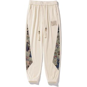 Mens Patchwork Sweatpants Workout Joggers Loose Athletic Pants Drawstring