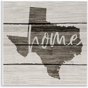 Stupell Industries Texas Home Typography Map Wall Plaque, 12 x 12, Design by Artist Daphne Polselli