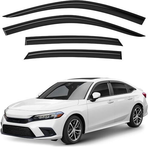 واقي من المطر بشريط ملون على النافذة الجانبية من شركة Co Smoke، متوافق مع Hyundai Santa Cruz 2022-2024 - 4 قطع. GW0378 in Kuwait