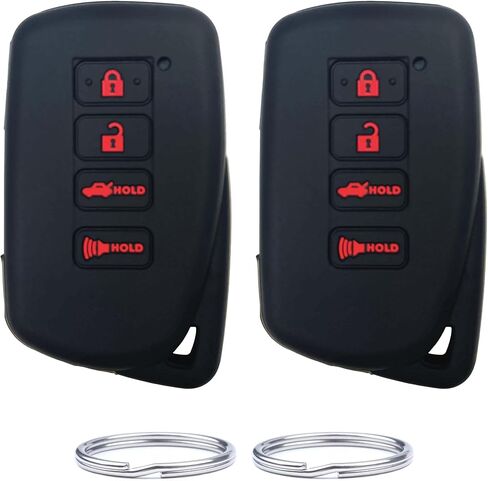 2 قطعة 4 أزرار سيليكون المطاط مفتاح فوب غطاء متوافق مع 2013-2023 لكزس EX300h GS350 GS450h IS200t IS300 IS350 LX570 NX200t NX300h RC350 RX350 RX450h HYQ14FBA (2ps أسود مع أحمر) in Kuwait