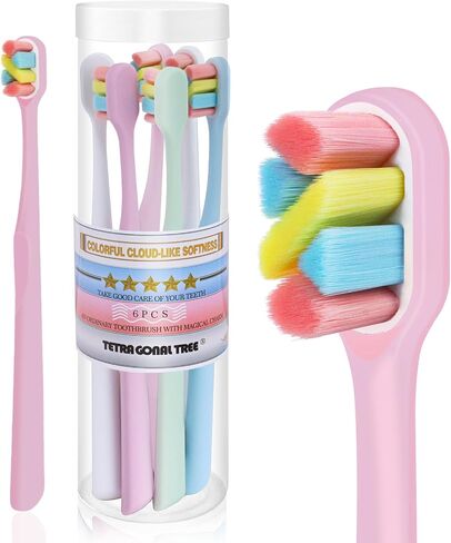 6 Pieces Individually Wrapped Extra Soft Toothbrush for Sensitive Teeth & Gums - Gum Care Toothbrush with 4000 Ultra-Soft Bristles, Compact Small Head (Macaron Color) in Saudi Arabia
