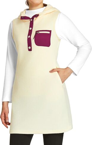 FitsT4 سترة رياضية نسائية من الصوف سترة بدون أكمام سترة سترة بأزرار حتى فستان حراري مع جيوب in Kuwait