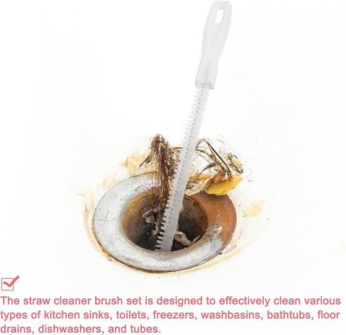 uxcell 2 Pcs Drain Cleaner Brush, 18.5 Inches Extra Long Pipe Cleaner Brush, Stainless Steel Bendable Sewer Cleaner Brush Tube Cleaner Brush for Sewer, Kitchen Sink, Shower in Saudi Arabia