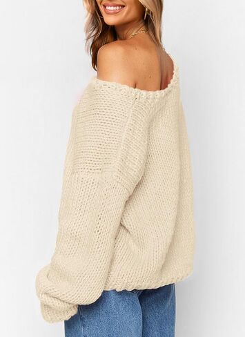 PRETTYGARDEN Women's Fall Trendy Pullover Sweaters Chunky Knit Long Sleeve V Neck Oversized Dressy Casual Cute Tops Blouses in Kuwait